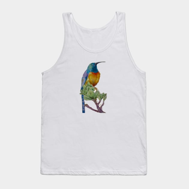 Orange Breasted Sunbird Hand Painted Tank Top by Random Happiness